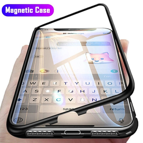 Magnetic Adsorption Metal Case For iPhone SE 2020 11 Pro Max Tempered Glass Back Case For iPhone XS Max XR X 8 7 6S 6 Plus Cover