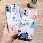 Luxury Colorful Graffiti Pattern Case For iPhone 11 Pro Max 8 7 Plus X XS Max XR SE2020 Soft Bumper Matte Phone Cover Coque